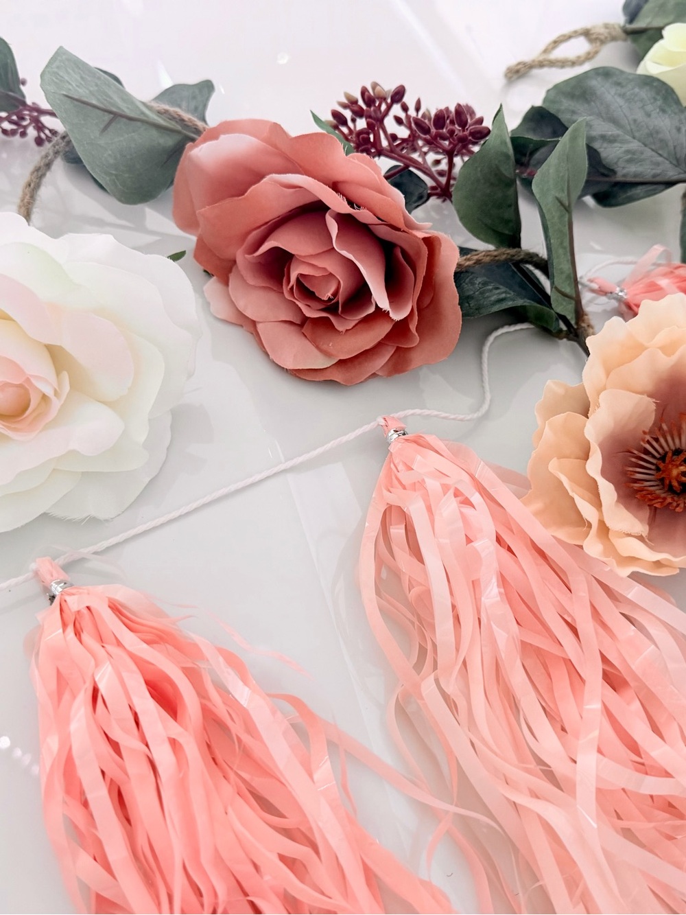 Pink Tassel and Roses Garland Party Decoration (3) - Picture 2 of 3